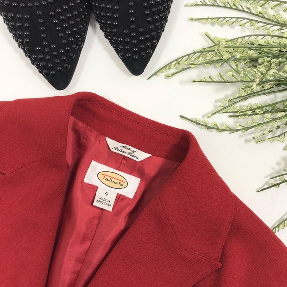 Talbots | Red 3 Button Wool Blazer - Picture 5 of 7